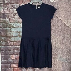 Zara Girls Navy Blue Party Holiday Special Occasion Pleated Dress Size 9/10